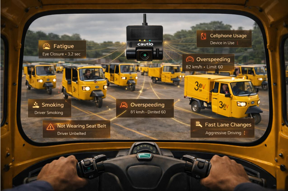 3ev Industries, 3eco Systems to Equip 10,000+ Electric Three-Wheelers with Cautio AI-powered Dash cams as