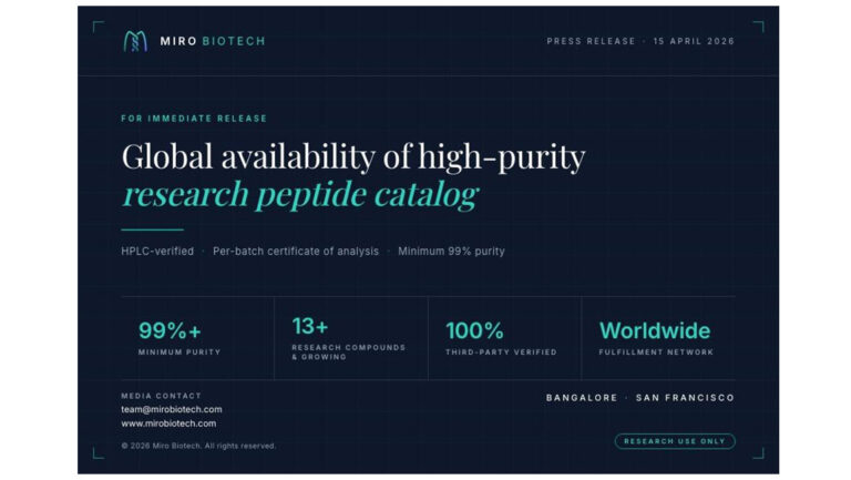 Miro Biotech Announces Global Availability of High-Purity Research Peptide Catalog