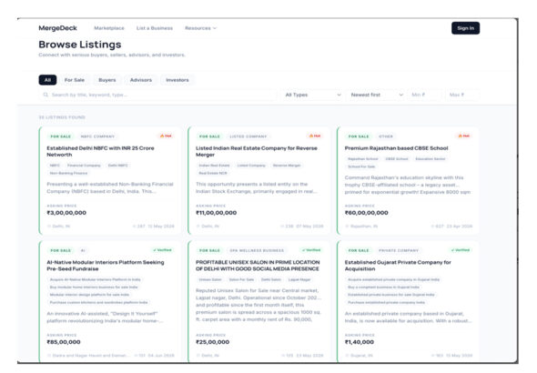 MergeDeck- An Indian Marketplace Where Business Deals Actually Get Done