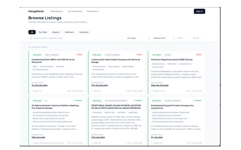 MergeDeck- An Indian Marketplace Where Business Deals Actually Get Done