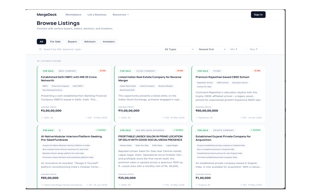 MergeDeck- An Indian Marketplace Where Business Deals Actually Get Done